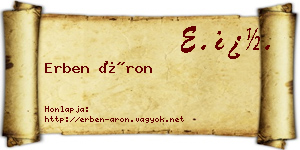 Erben Áron névjegykártya
